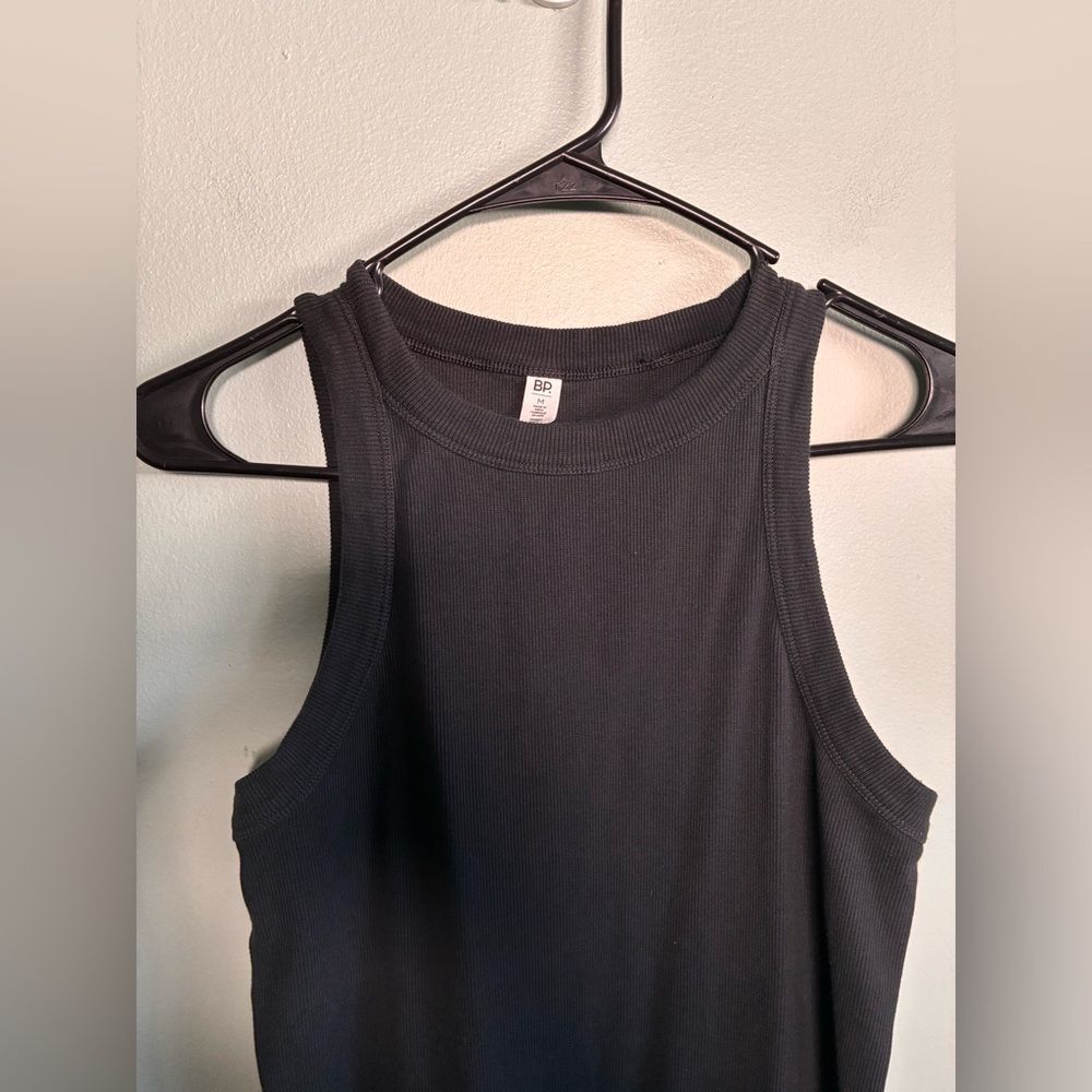BP fine ribbed mini tank black high neck bodycon summer dress Sm M - Picture 2 of 6